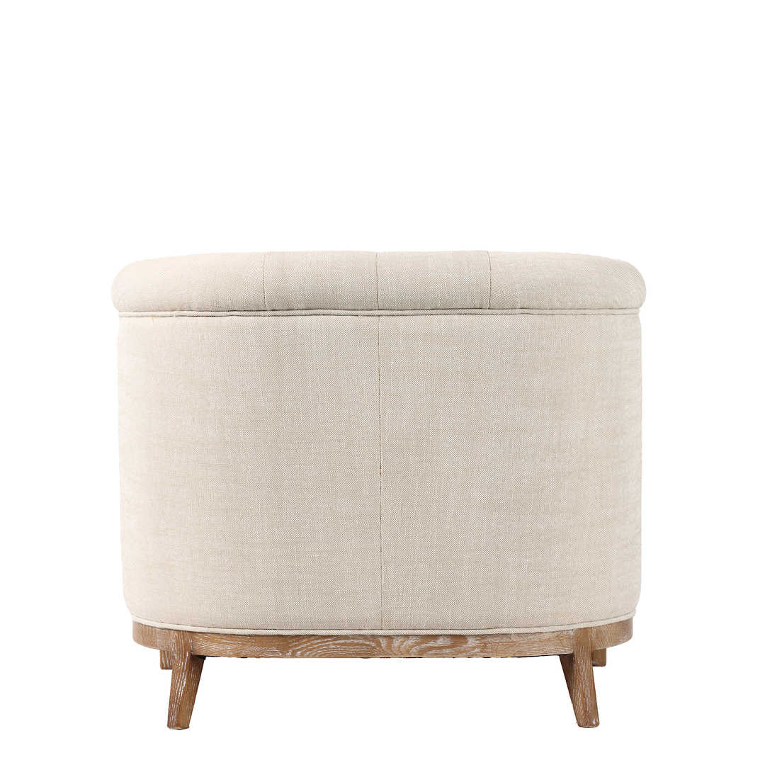 Regal 1 Seater Sofa Fabric With Washed Oak Frame - Cream image 5
